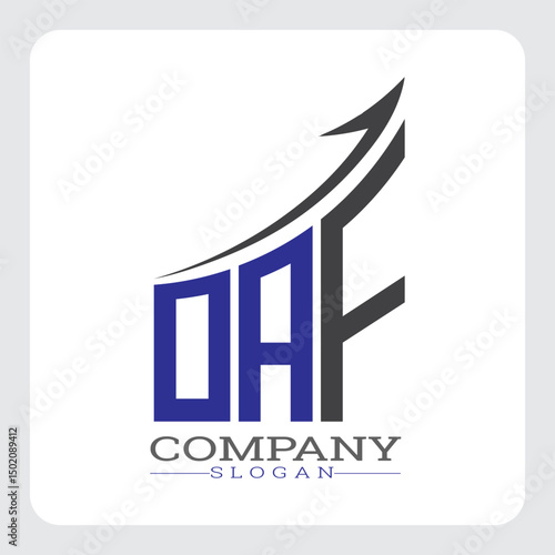 DAF Company Logo Design Growth vector, DAF Upward Arrow Business Success Logo vector, Corporate Branding DAF Logo Concept vector, DAF Modern Financial Growth Chart Logo vector,