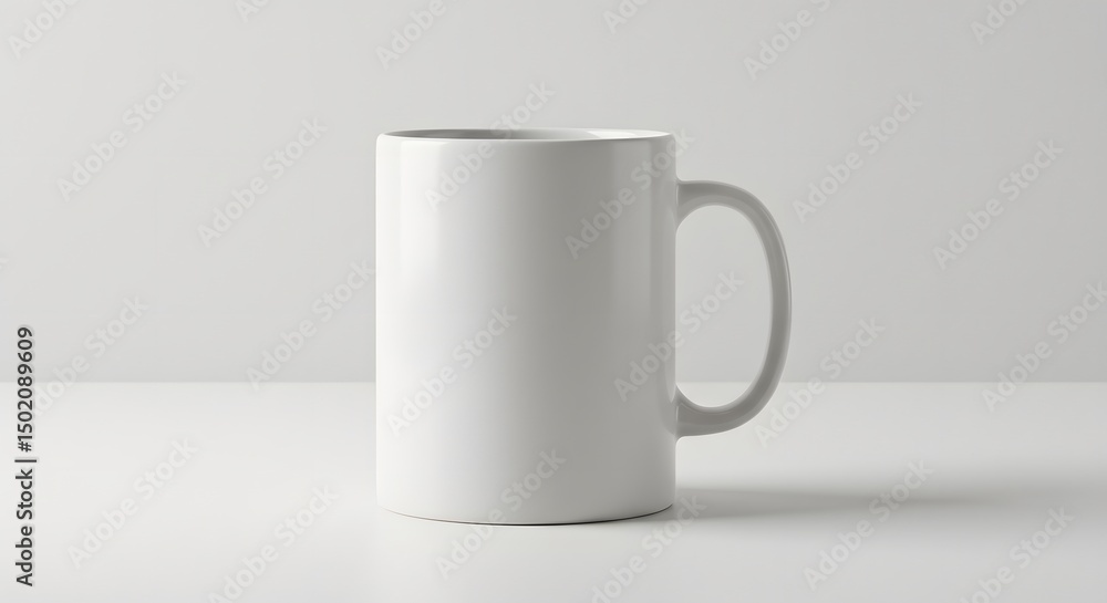 Fototapeta premium White Ceramic Mug Mockup on White Background - Blank Coffee Cup Template for Design