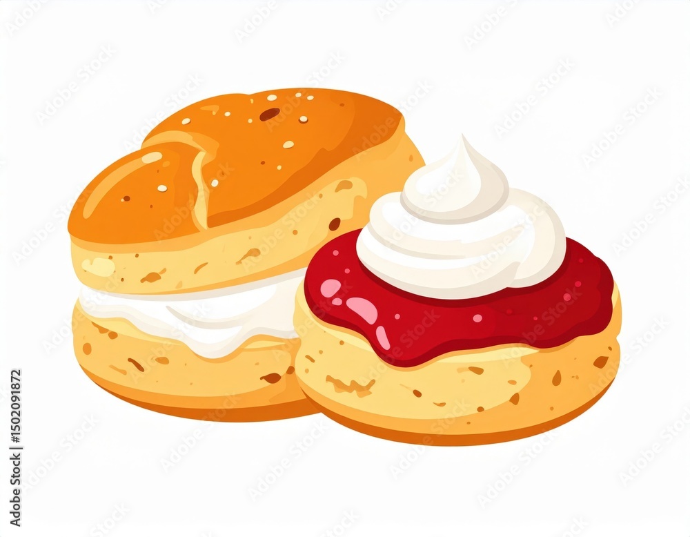 Cream And Jam Scones Illustration Cream And Jam Scones Illustration