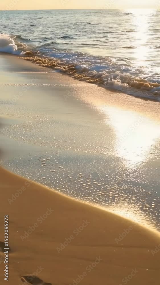 Calm Waves Lapping on Sandy Beach at Sunset for Relaxation Blogs, Nature Websites, Travel Guides, Meditation Articles, and Coastal Photography Calm Waves Lapping on Sandy Beach at Sunset for Relaxation Blogs, Nature Websites, Travel Guides, Meditation Articles, and Coastal Photography