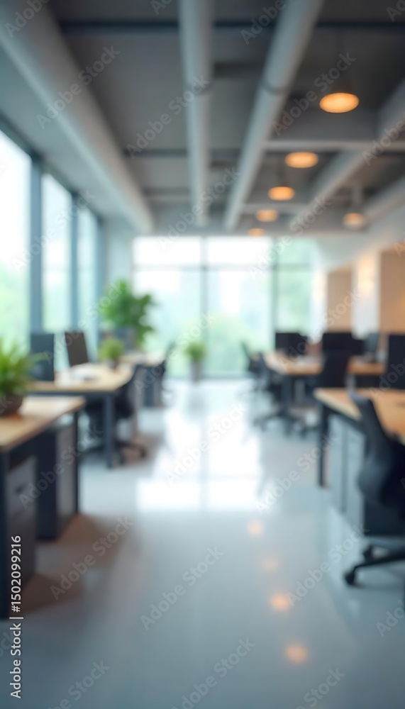 Generative AI presents a Blurred modern office space with natural light Generative AI presents a Blurred modern office space with natural light