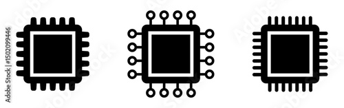 Electronic chip  icon. Computer chip icon, cpu microprocessor chip icon.
