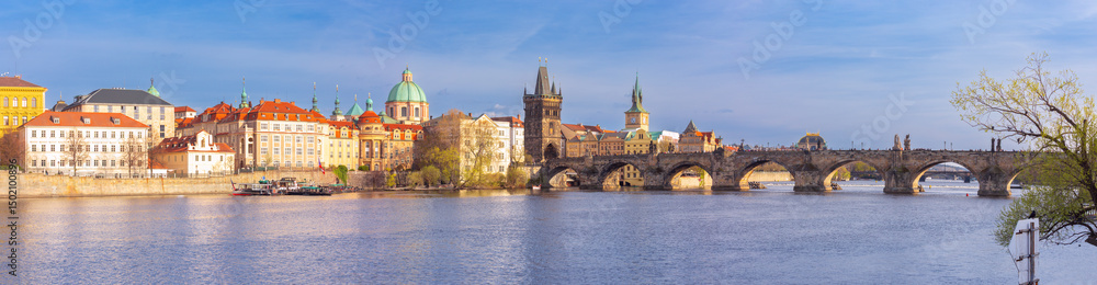 Fototapeta premium Panorama of Charles Bridge in Prague, Czech Republic
