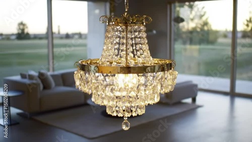 Crystal Chandelier Embellishing An Apartment's Elegance And Sophistication