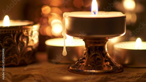 Warm Glow Of Tea Lights Candles For Relaxation And Serenity