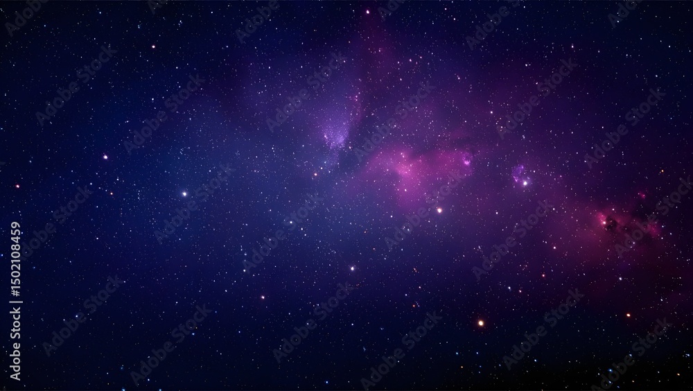 Naklejka premium Celestial Dreamscape – Cosmic Night Sky with Glowing Nebula in 8K