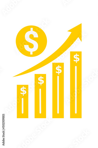 Financial Growth Icons with Dollar Sign and Rising Bar Chart
