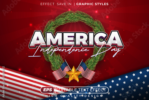 Editable 3d text effect america independence day
