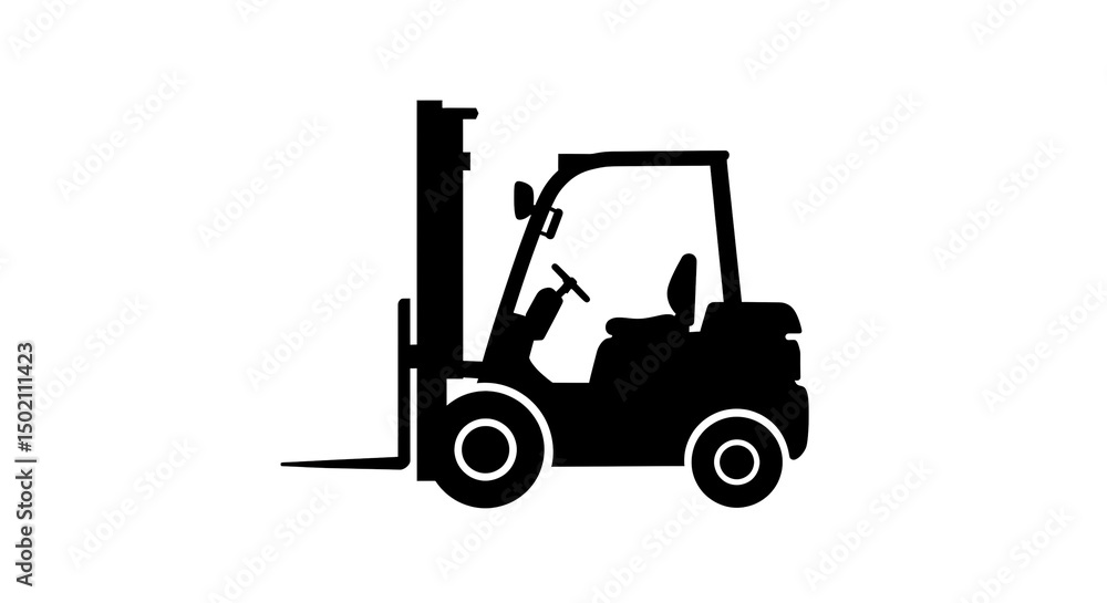 Forklift Truck Silhouette Illustration for Industrial Use Forklift Truck Silhouette Illustration for Industrial Use