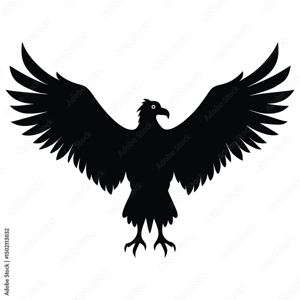 Obraz premium Vulture Spreading Wings Vector Silhouette