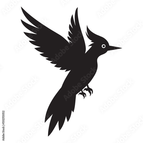 Woodpecker Flying Vector Silhouette