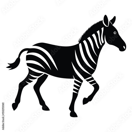 Zebra Trotting Vector Silhouette