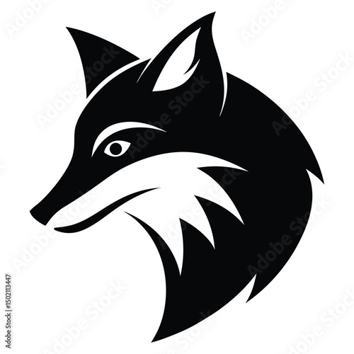 Fox Head Looking Sideways Vector Silhouette