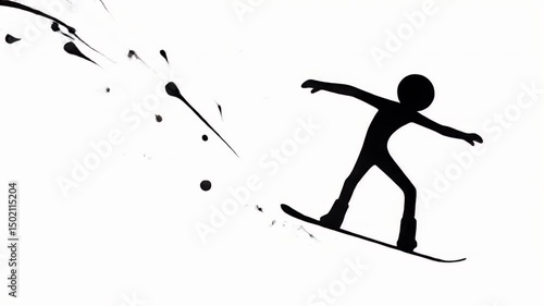 Wallpaper Mural Snowboarding Stickman in Black and White on Isolated Background Depicting Winter Sport Torontodigital.ca