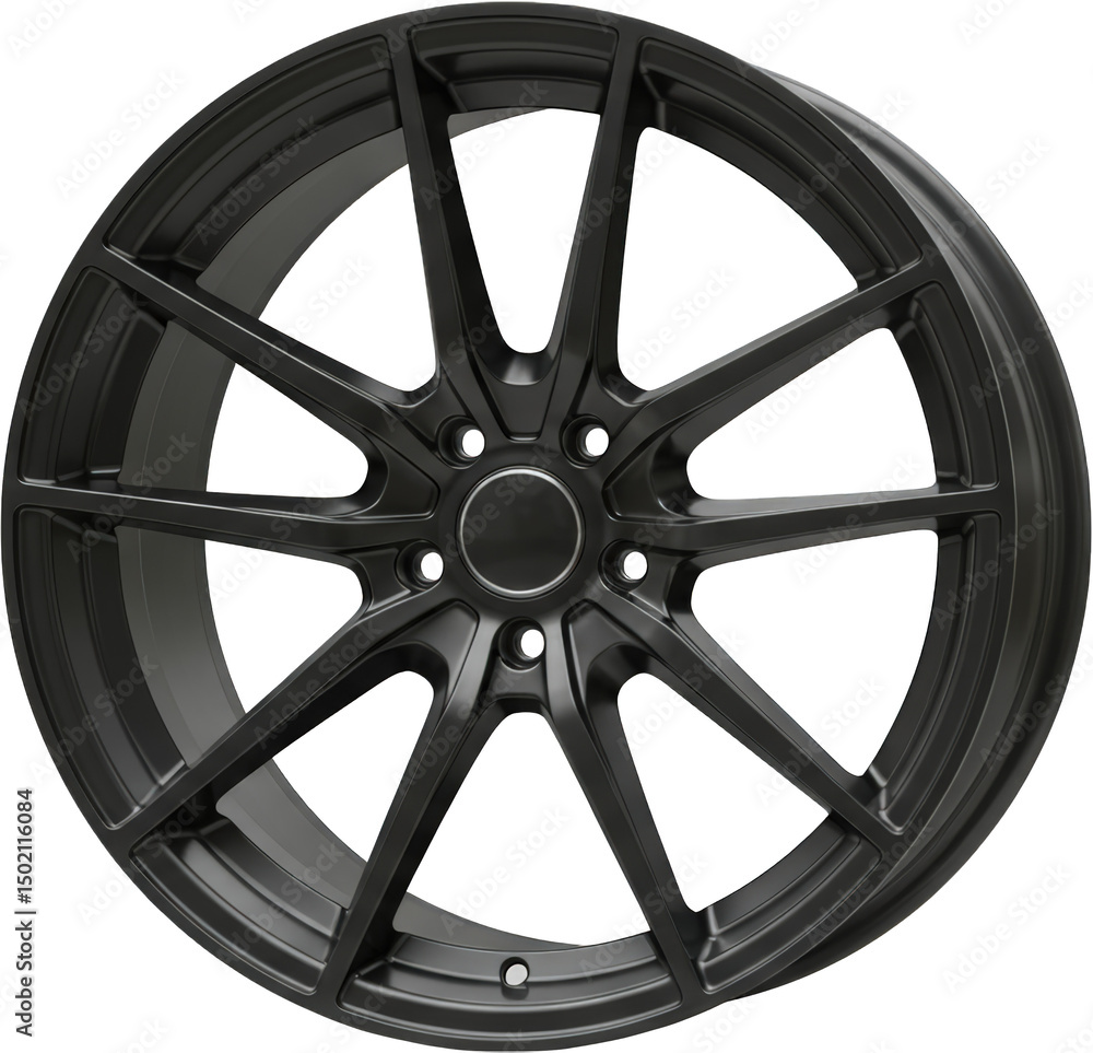 Obraz premium Matte Black Multi Spoke Alloy Wheel Rim Car Automotive Part Luxury Vehicle Upgrade