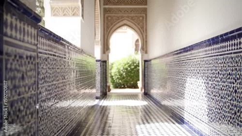 Charming Hallway With Decorative Azulejo Tiles And Moorish Archway