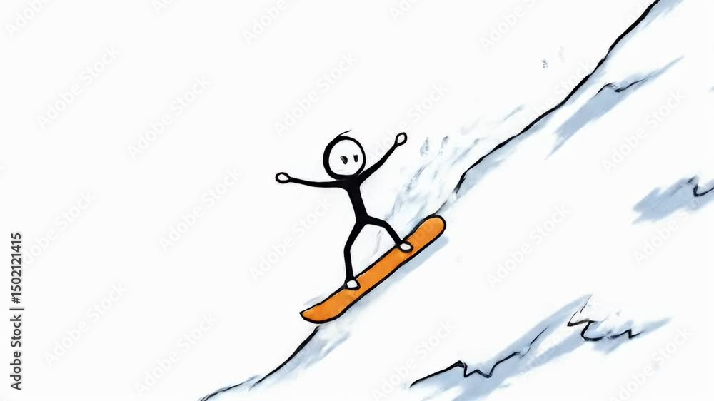custom made wallpaper toronto digitalBlack Stick Figure Snowboarding Down a Snowy Slope on White Background Depicts Winter Sports