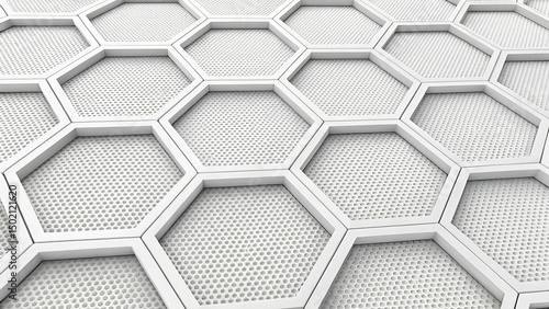 White honeycomb pattern with a white perforated background in a close up abstract geometric design created with generated ai