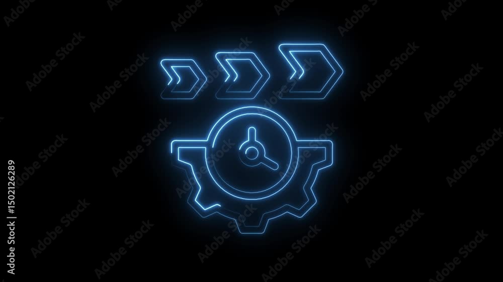 Process automation neon icon animation showing time management in production pipeline workflow Process automation neon icon animation showing time management in production pipeline workflow