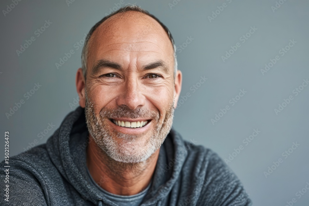 Portrait of a handsome mature man smiling at the camera against grey background Portrait of a handsome mature man smiling at the camera against grey background