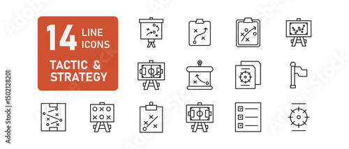 A collection of tactic icons in line style. strategy icons for web and mobile app isolated on white background