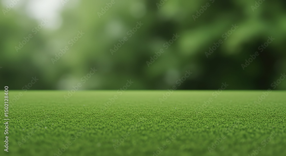Naklejka premium Green Grass and Blurred Trees