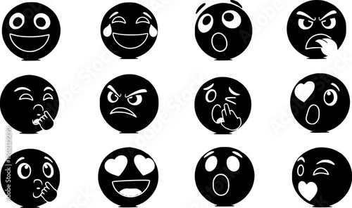 Surprise faces line icons set – outline reactions and emotions for visual communication: shocked face, exclamation, startled expression, wide eyes, surprised emoji, astonished look