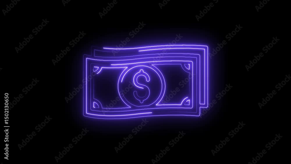 Digital money icon with neon glow effect representing modern finance and investment concepts Digital money icon with neon glow effect representing modern finance and investment concepts