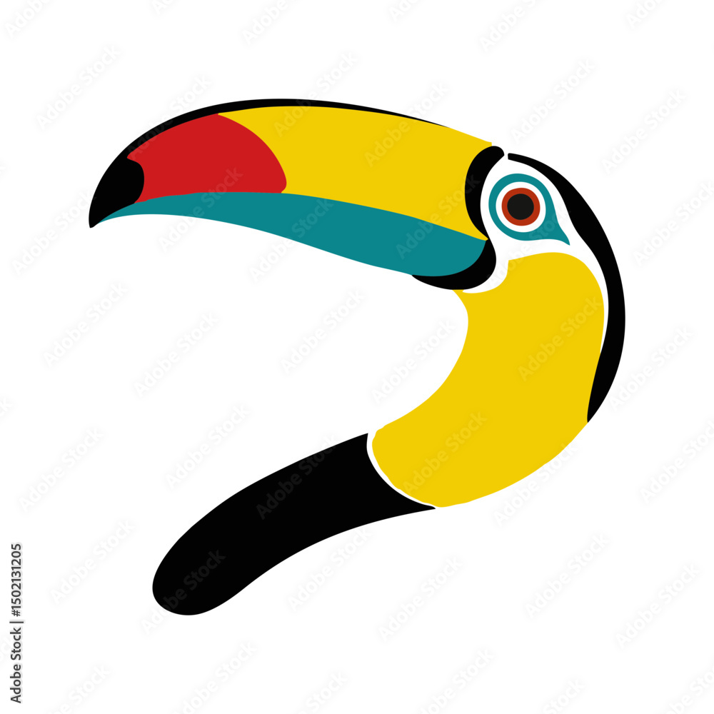 Naklejka premium Vibrant Toucan Head Illustration: Tropical Bird Design Element
