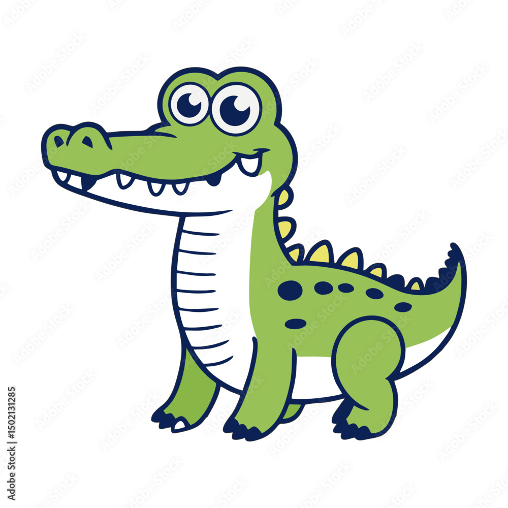 Fototapeta premium Cheerful Cartoon Crocodile Illustration