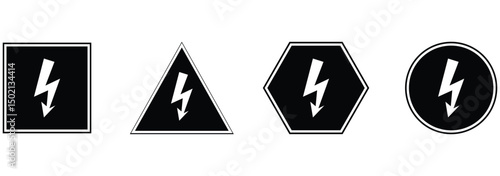 High voltage sign. High Voltage Warning Signs. Dangerous electrical voltage icon set.