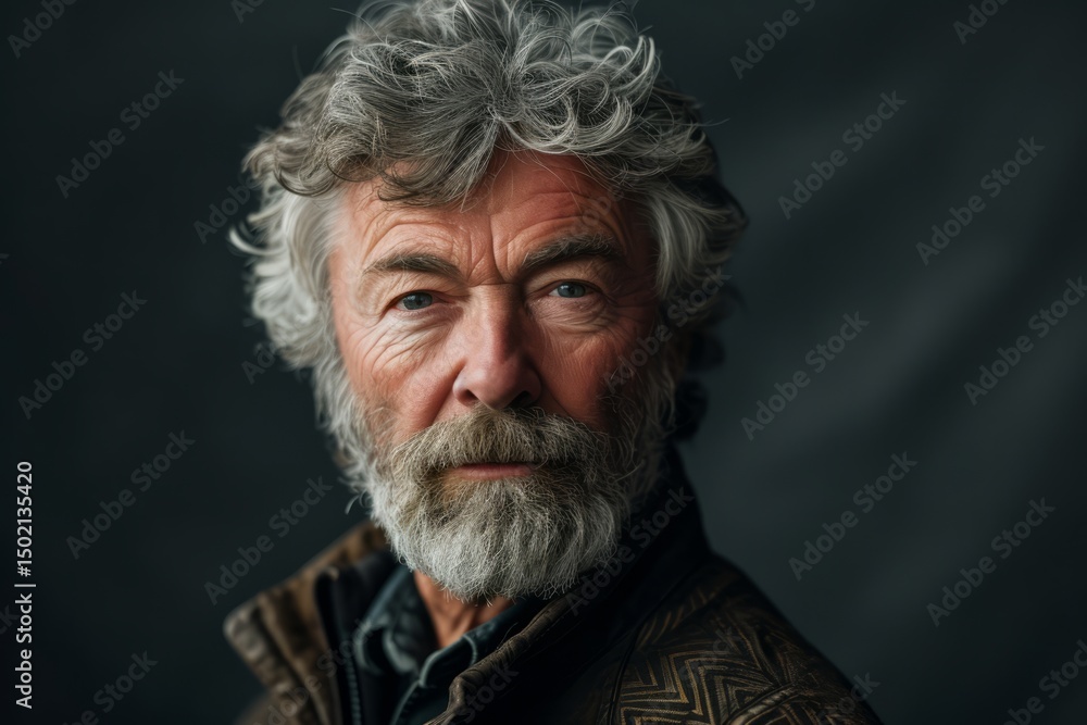 Portrait of a handsome senior man with gray hair and beard. Portrait of a handsome senior man with gray hair and beard.