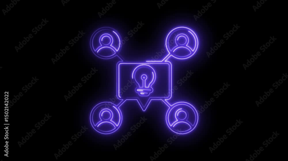 Collaborative idea generation with team members neon style creative brainstorming process Collaborative idea generation with team members neon style creative brainstorming process