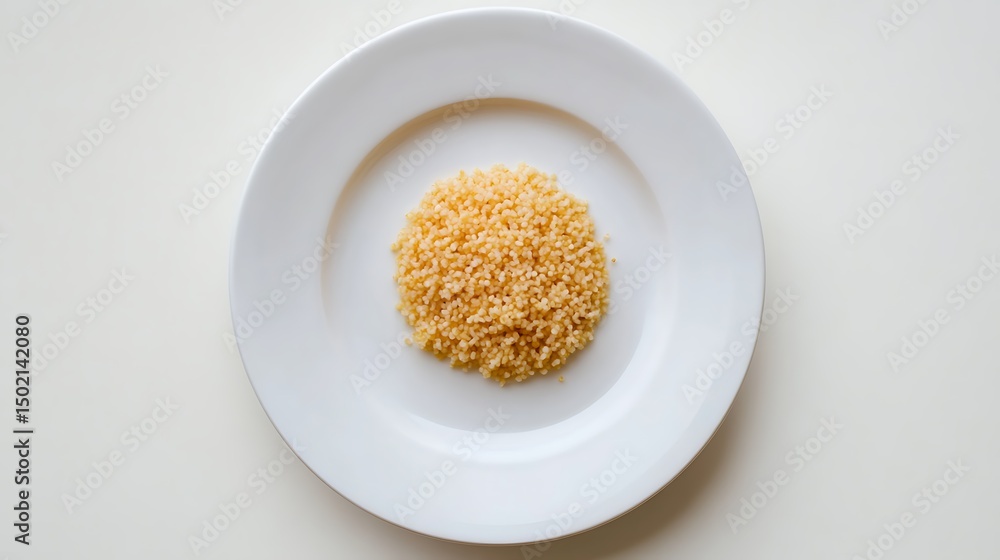 A mound of couscous on a white plate A mound of couscous on a white plate