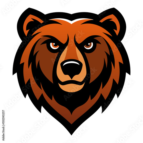 Grizzly bear head mascot logo vector art illustration