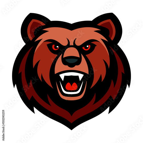 Grizzly bear head mascot logo vector art illustration