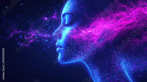 Ethereal Portrait of a Female Figure Surrounded by Colorful Energy