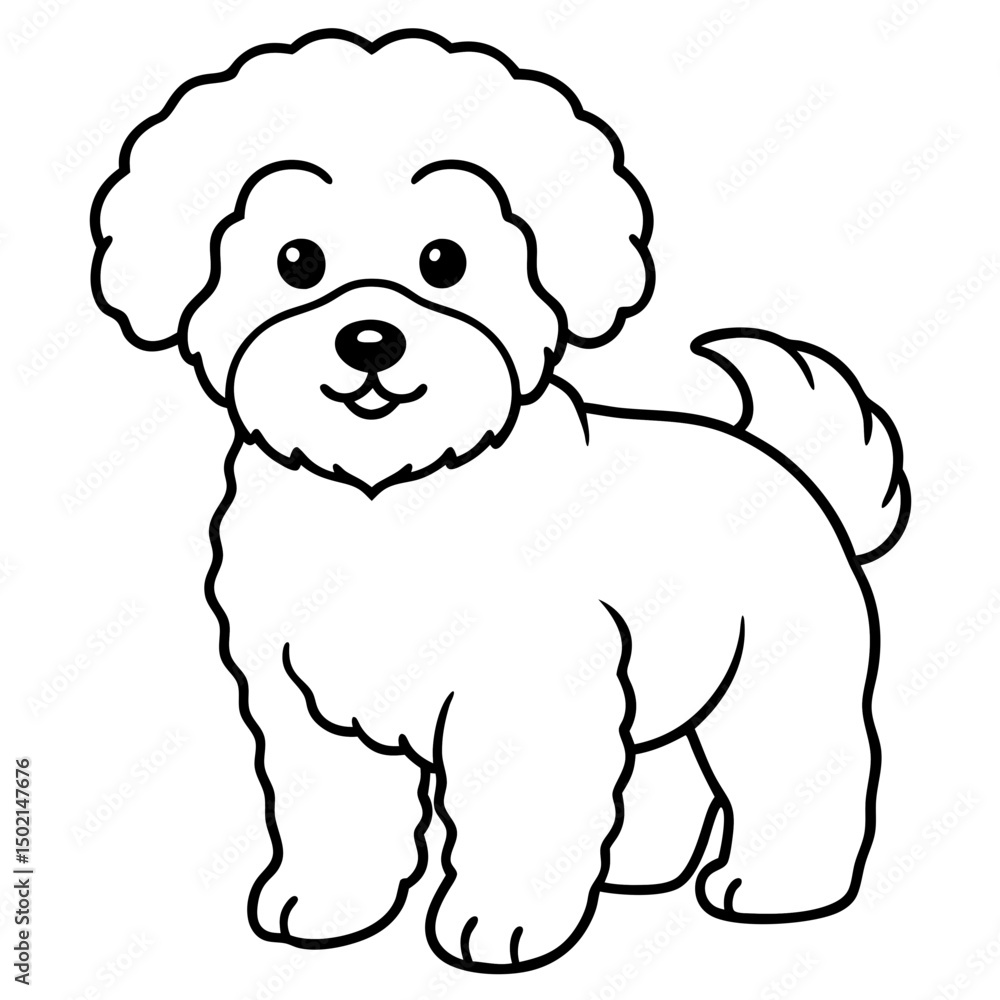 Minimal Bichon Frise Vector on White Minimal Bichon Frise Vector on White