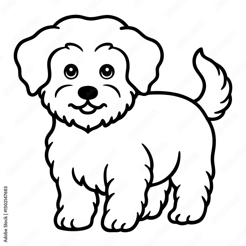 Minimal Bichon Frise Vector on White Minimal Bichon Frise Vector on White