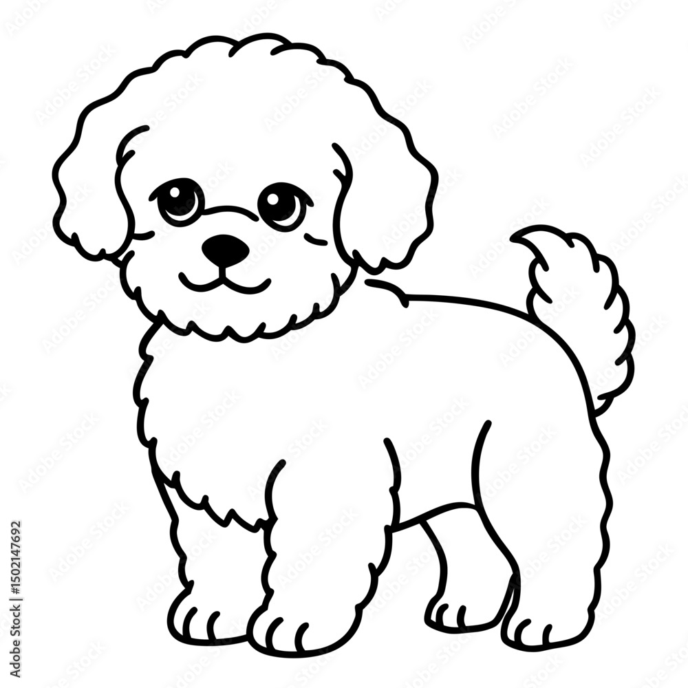 Minimal Bichon Frise Vector on White Minimal Bichon Frise Vector on White