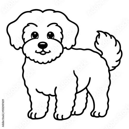 Minimal Bichon Frise Vector on White