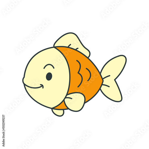 Cute cartoon Fish coloring book illustration vector design templates simple and modern