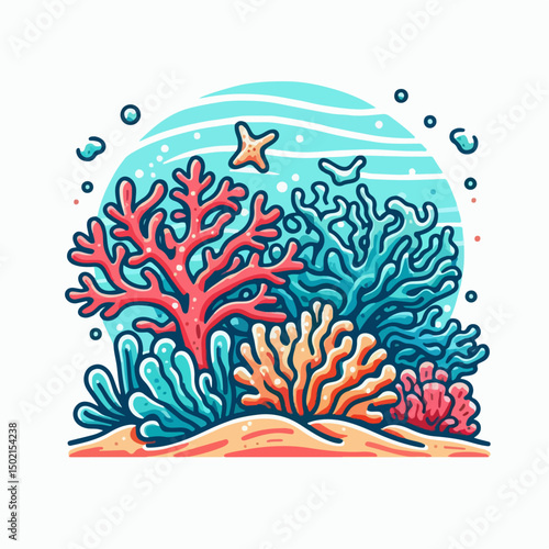 coral reef vector illustration white background