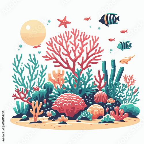 coral reef vector illustration white background