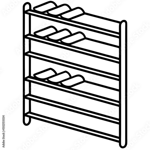 Minimal Shoe Rack Vector on White Background