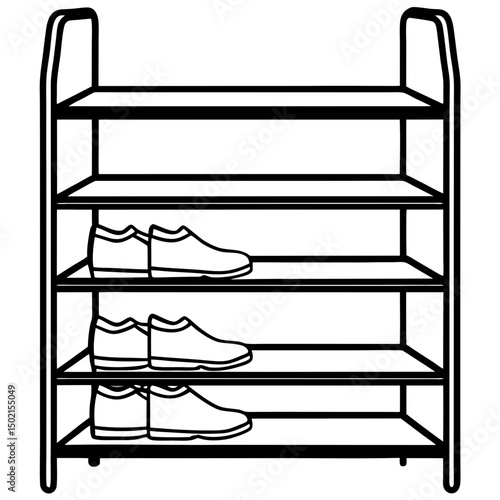 Minimal Shoe Rack Vector on White Background