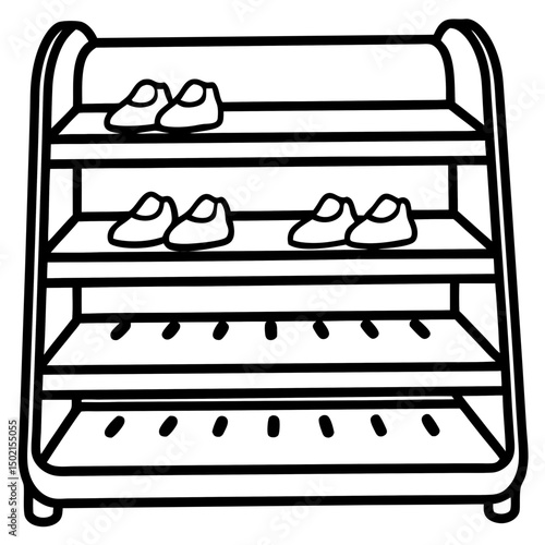 Minimal Shoe Rack Vector on White Background