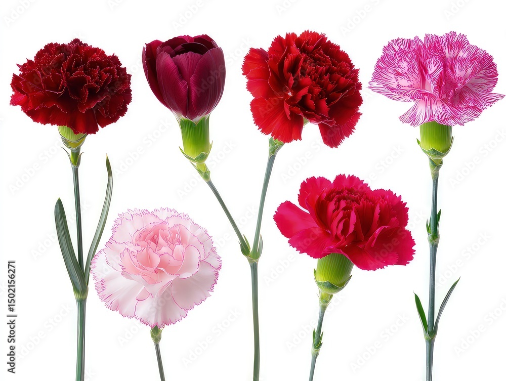 Obraz premium Various flowers carnation flower variety in full bloom floral arrangement on green stems