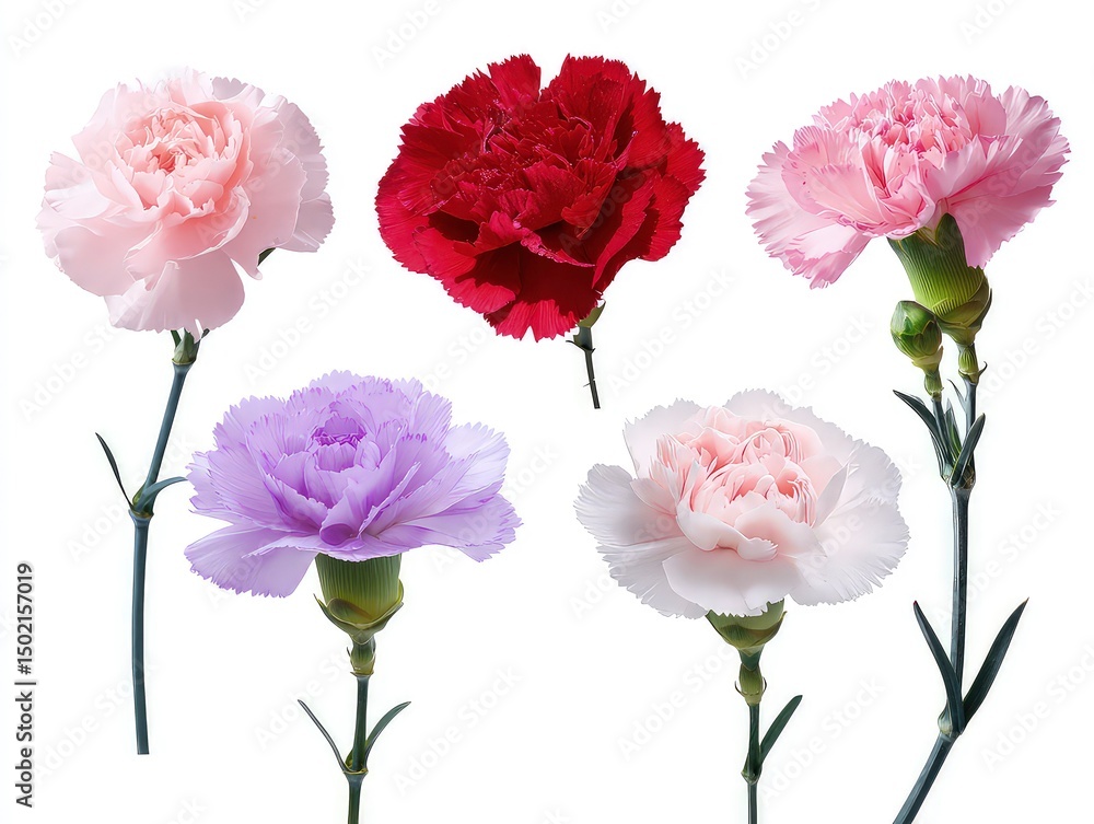 Obraz premium Various flowers carnation flower variety in full bloom floral arrangement on green stems