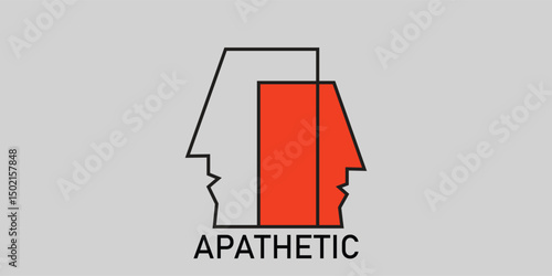 Apathy icon. Logo of psychologist, psychotherapist, psychotherapy. Two abstract human profiles. Vector